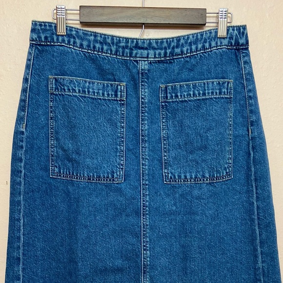 LOFT Petite Denim Patch Pocket Midi Skirt - Picture 5 of 9